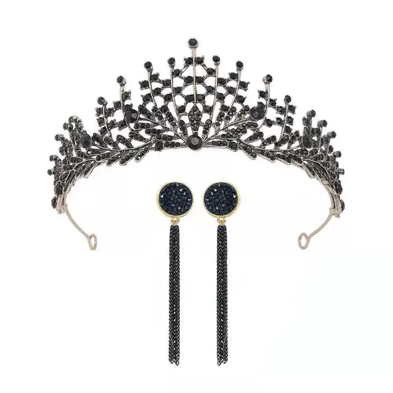 Baroque Crown Bridal Tiara Gold Rhinestone 2025 Wedding - Image 4