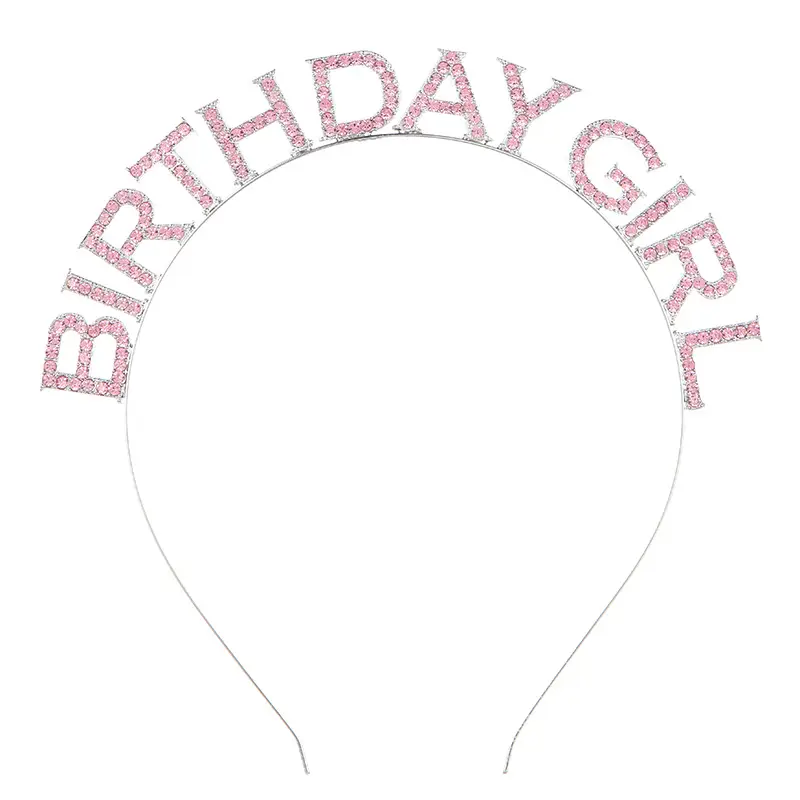 Birthday Girl Rhinestone Headband with Letter Design - Image 4