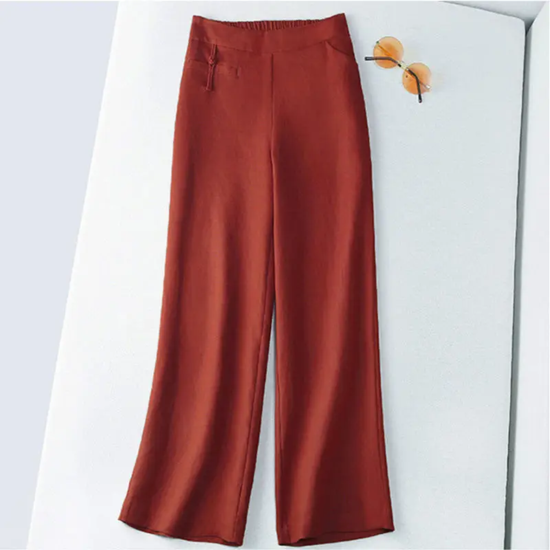 Women Cotton Linen Wide Leg Pants Green Spring Summer - Image 4