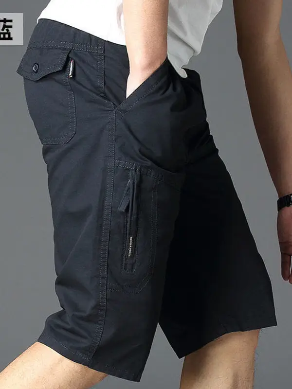 Men's Military Green Cotton Shorts Middle Length - Image 25