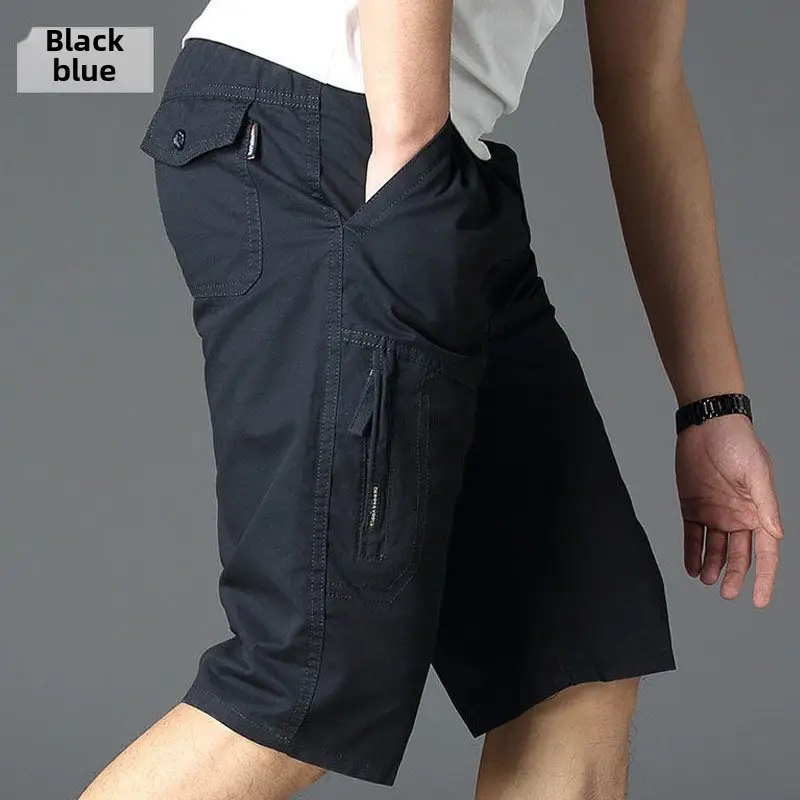 Men's Military Green Cotton Shorts Middle Length - Image 3
