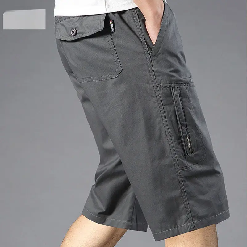 Men's Military Green Cotton Shorts Middle Length - Image 23