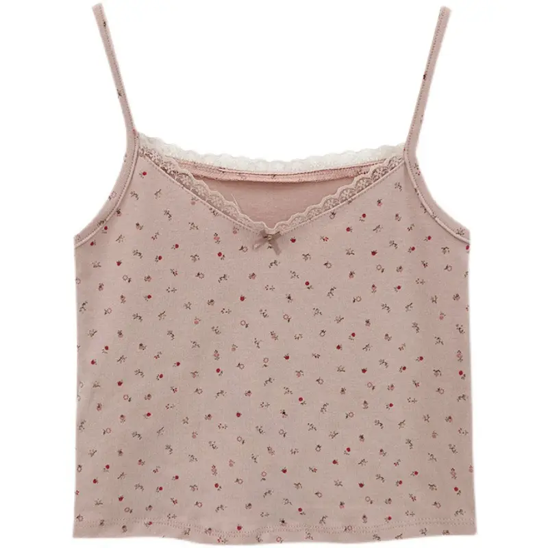 Women Japanese Style Lace Camisole Pink Floral Summer - Image 10
