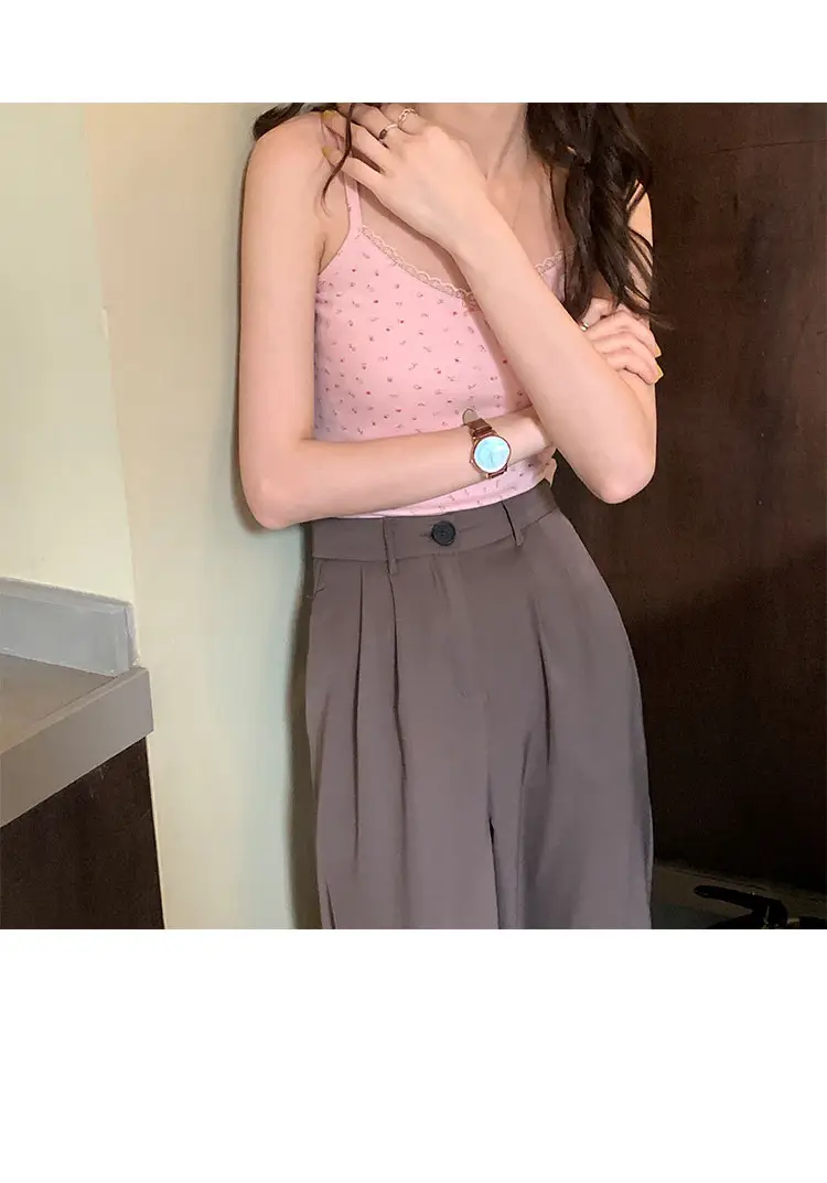 Women Japanese Style Lace Camisole Pink Floral Summer — feature 6
