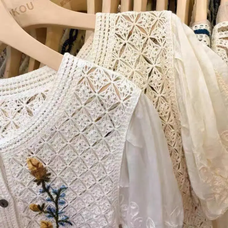 New V-Neck Lace Chiffon Short Sleeve Cardigan Set - Image 23