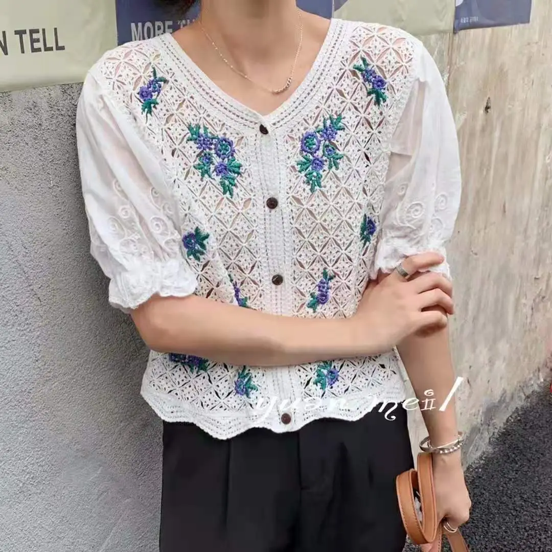 New V-Neck Lace Chiffon Short Sleeve Cardigan Set - Image 24