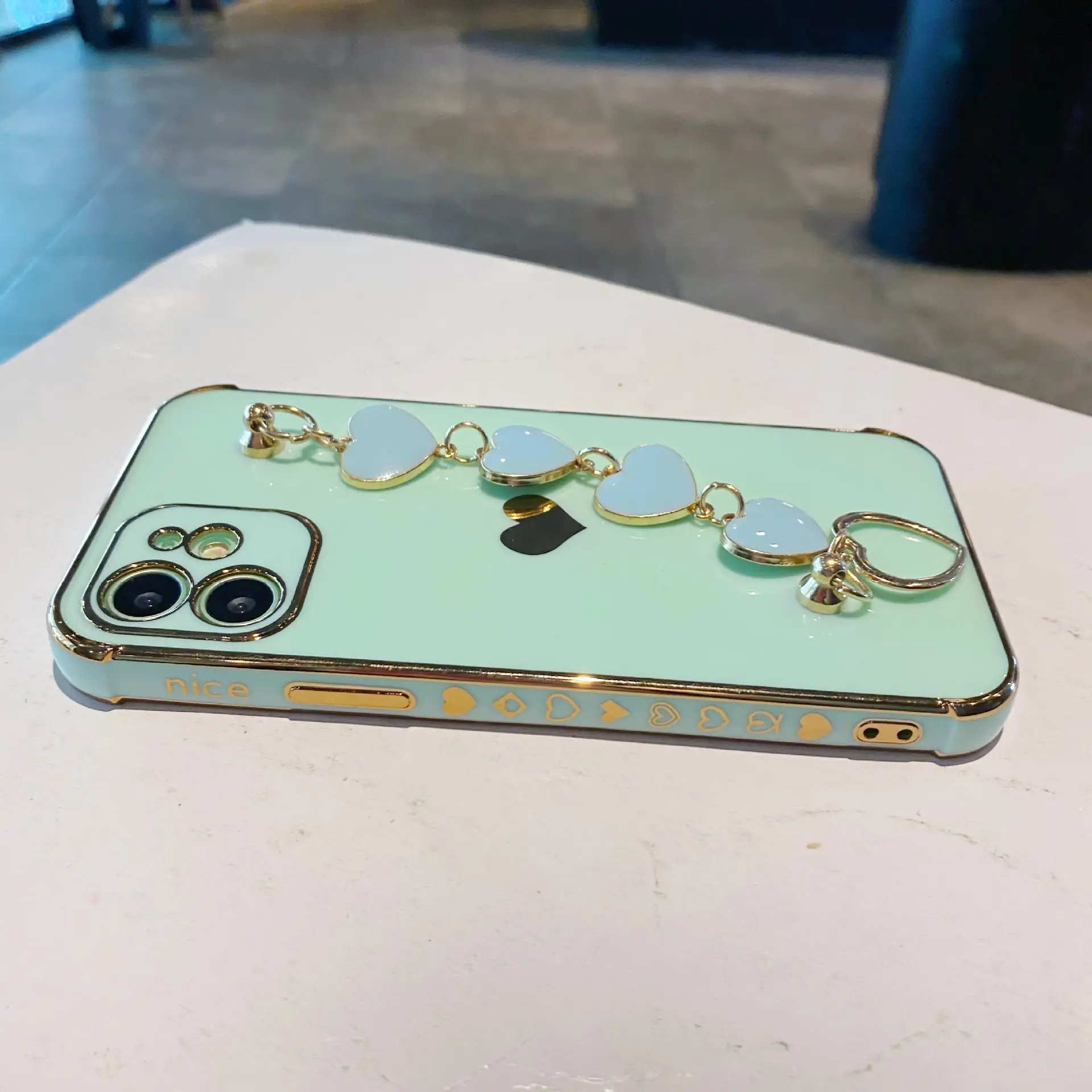 Soft Heart Phone Case for iPhone 14 Promax with Love Bracelet