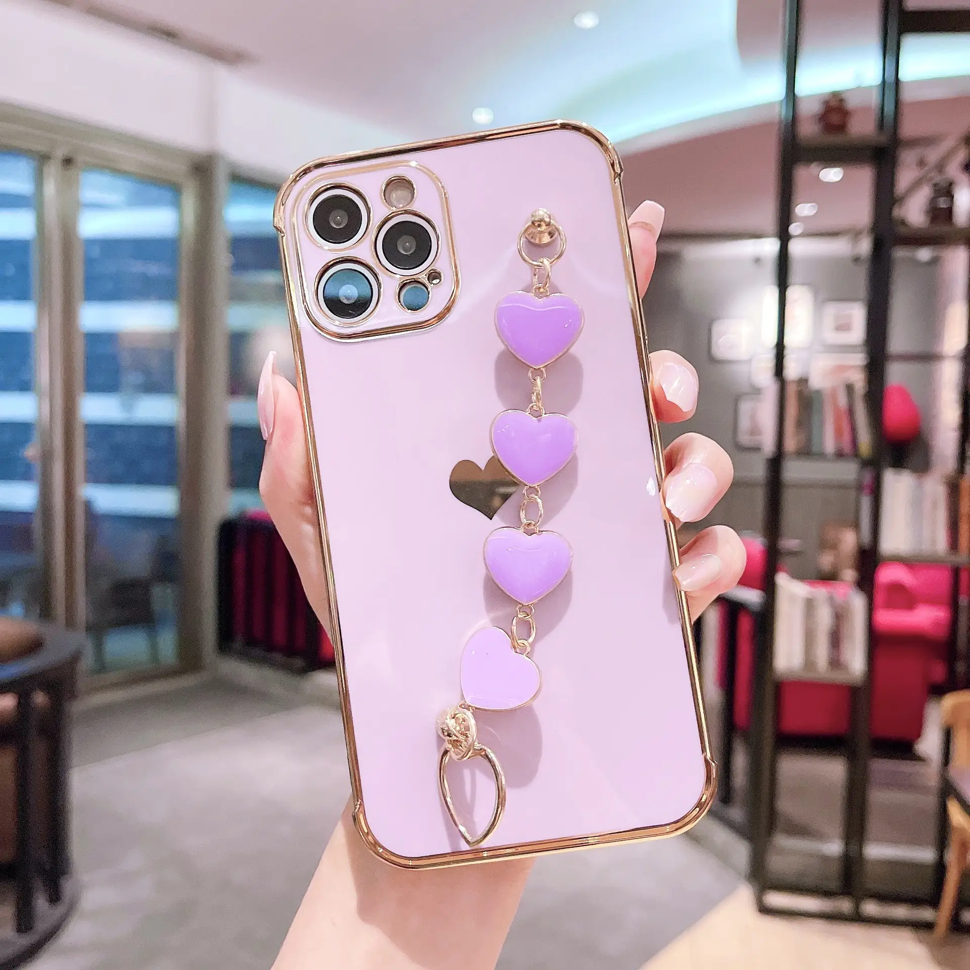 Soft Heart Phone Case for iPhone 14 Promax with Love Bracelet