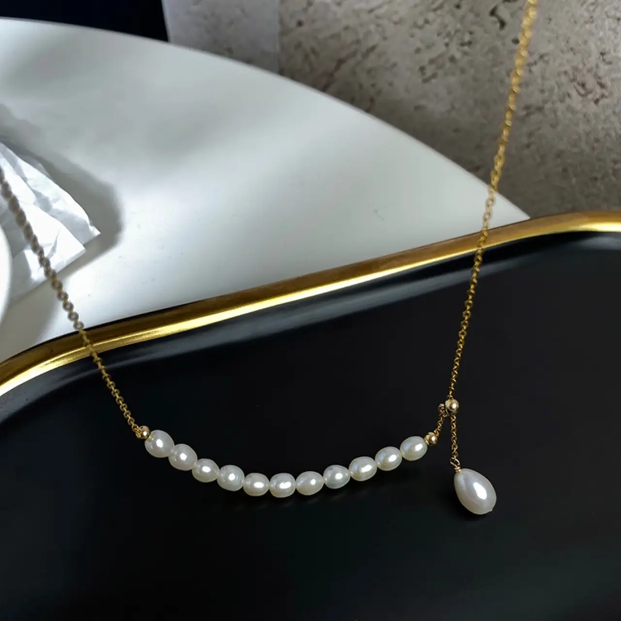Natural Pearl Necklace for Girls, Adjustable Gold Chain, Light Luxury Gift — feature 10