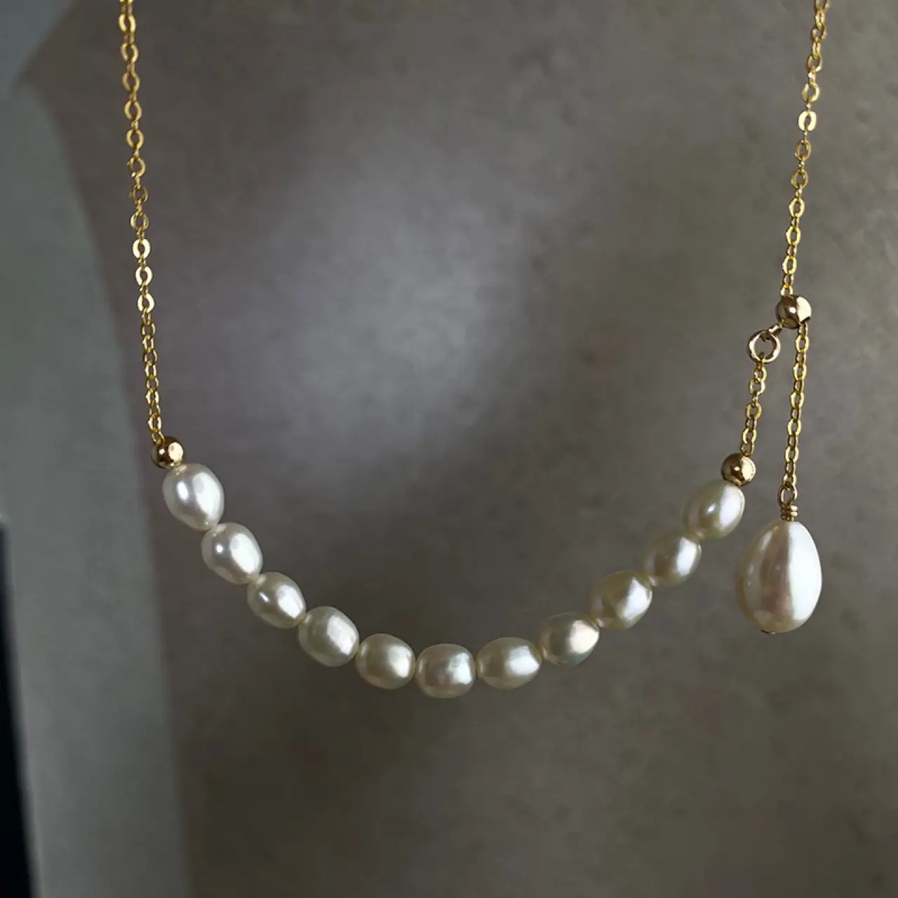 Natural Pearl Necklace for Girls, Adjustable Gold Chain, Light Luxury Gift — feature 7
