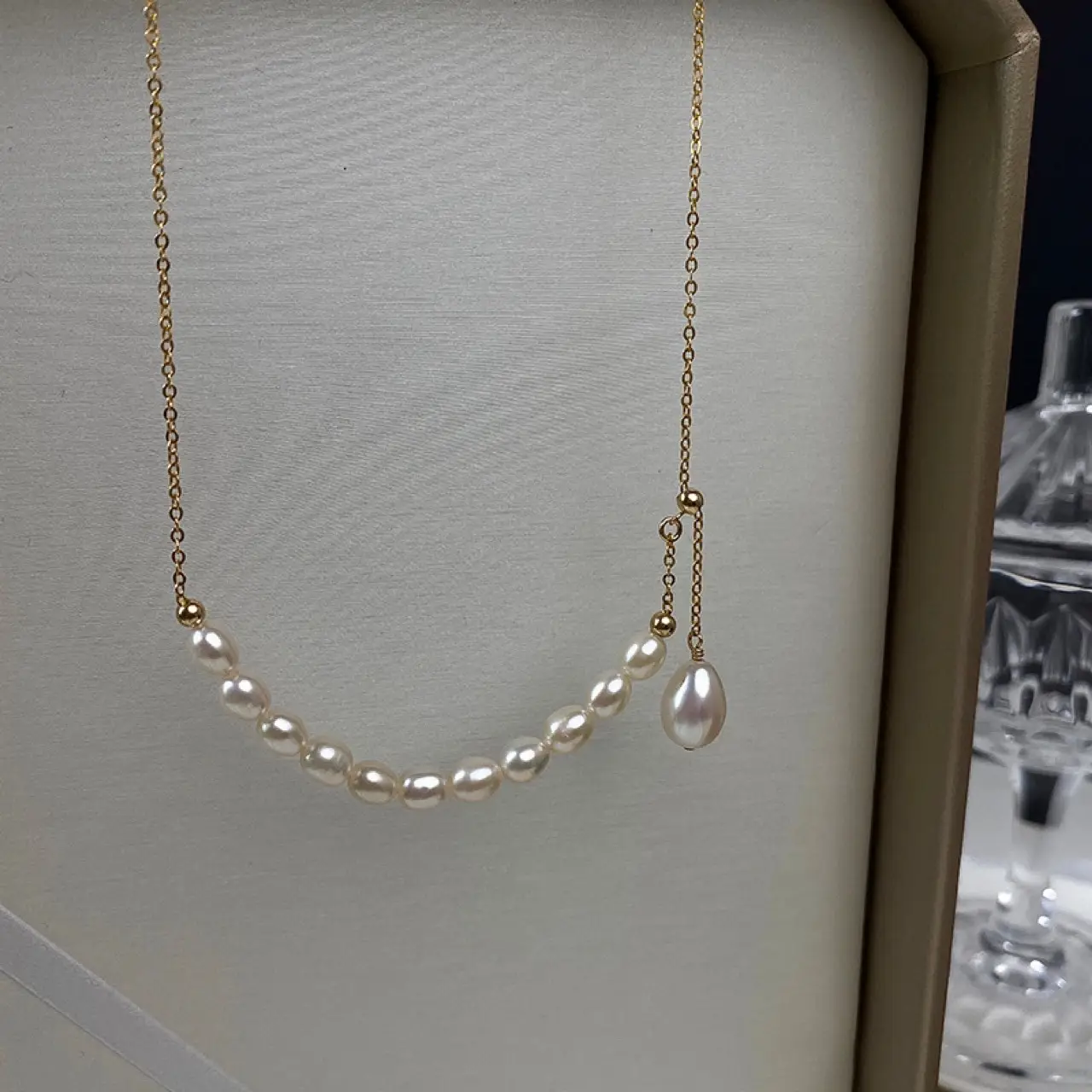 Natural Pearl Necklace for Girls, Adjustable Gold Chain, Light Luxury Gift — feature 8