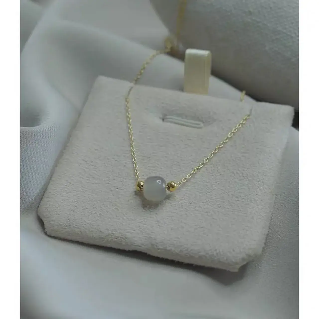 Single Gold Bead Necklace for Women 14K