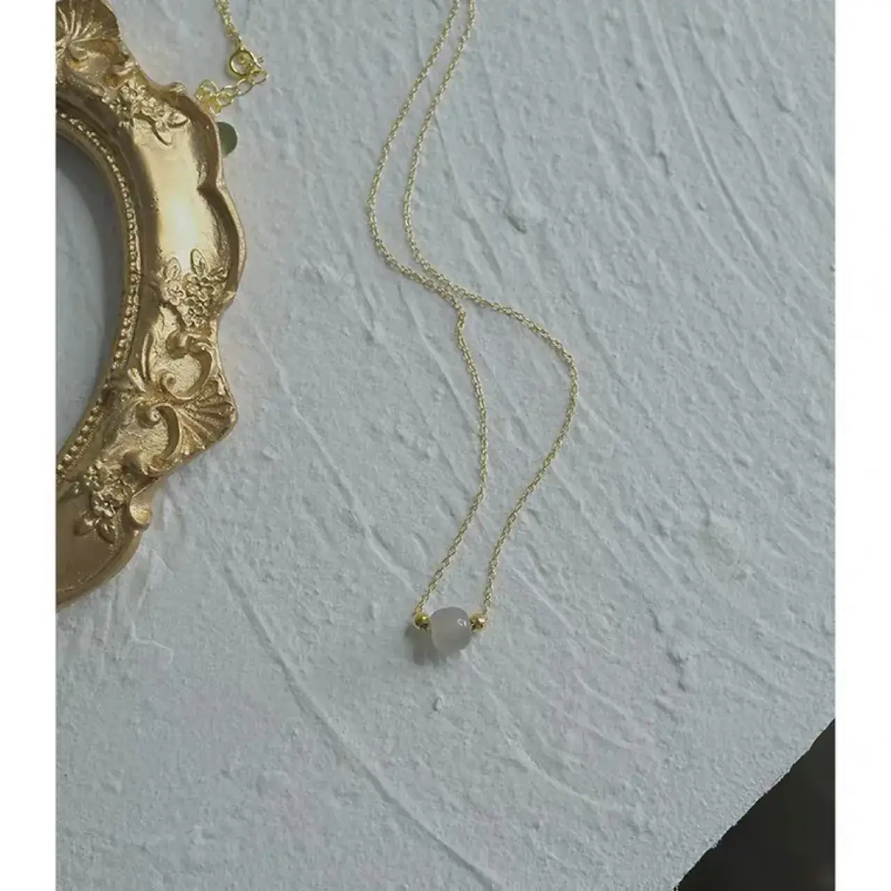 Single Gold Bead Necklace for Women 14K