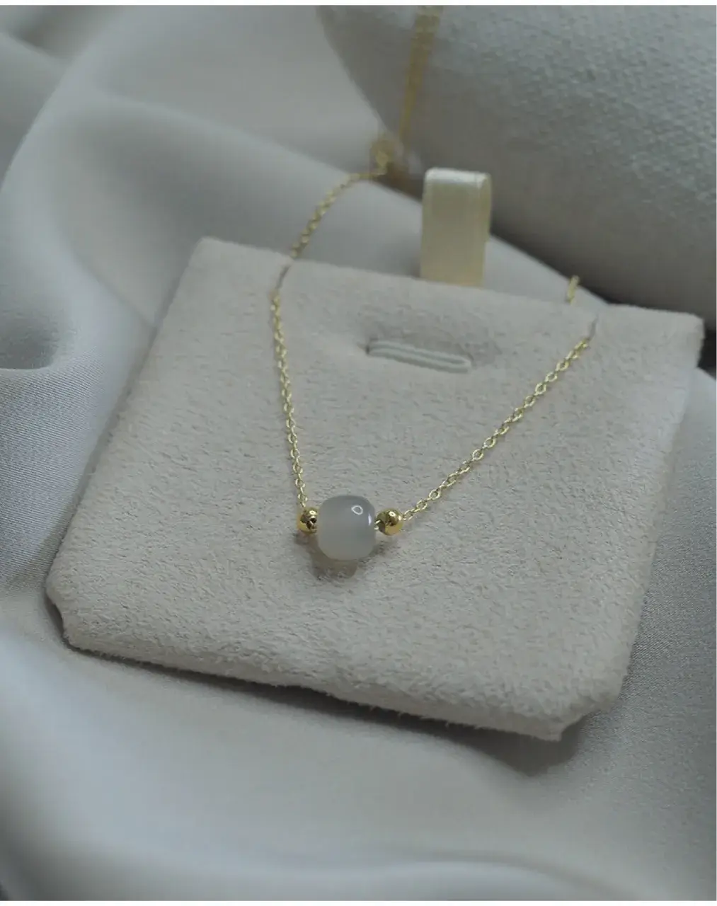 Single Gold Bead Necklace for Women 14K — feature 9
