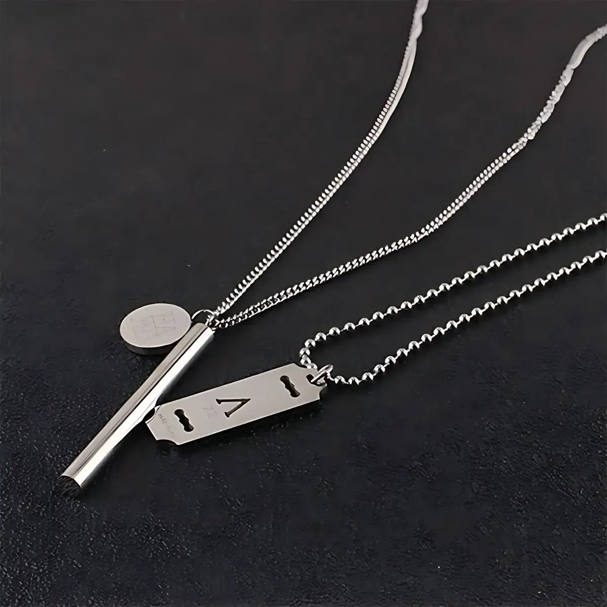 Titanium Steel Square Pendant Necklace for Men Women — feature 10