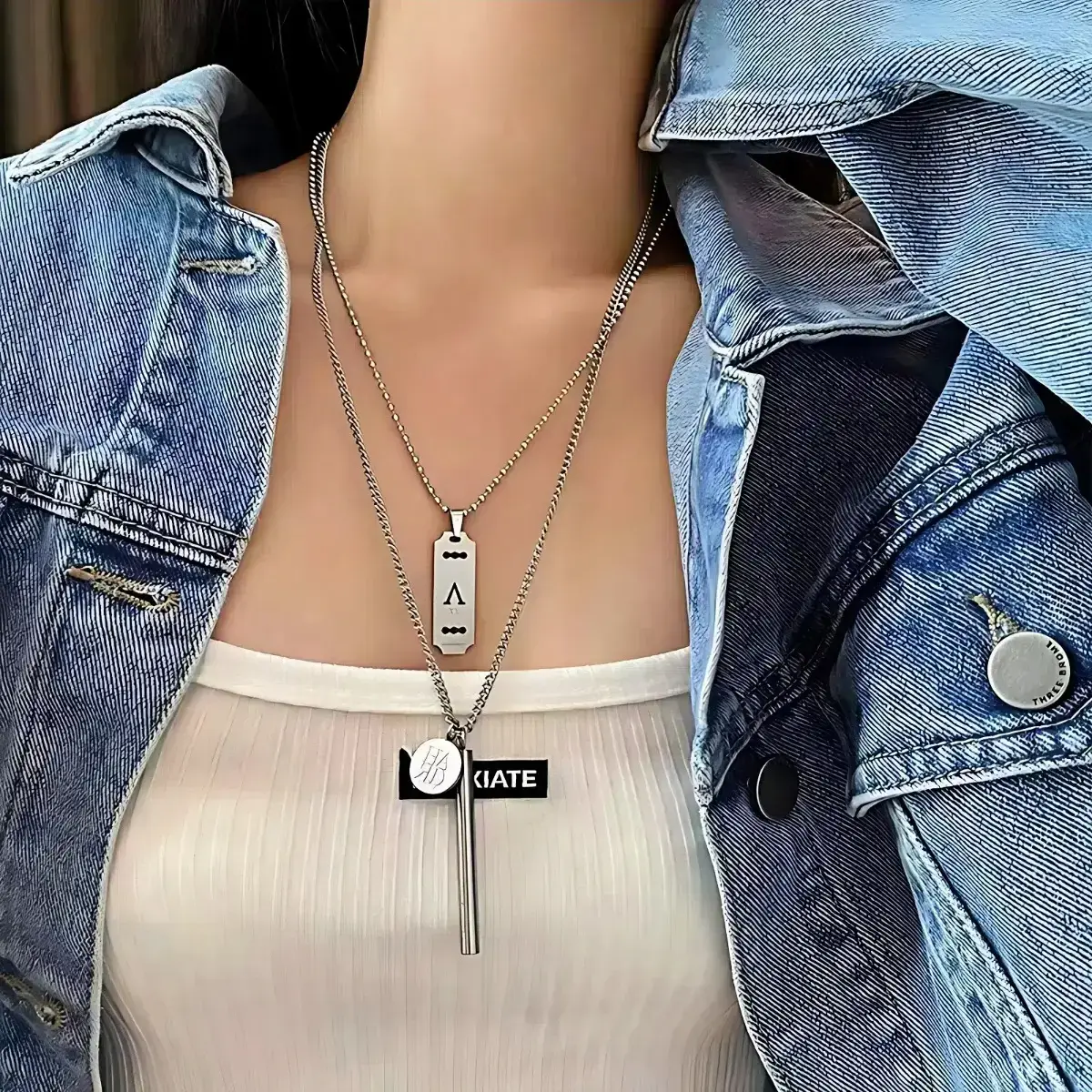 Titanium Steel Square Pendant Necklace for Men Women — feature 19