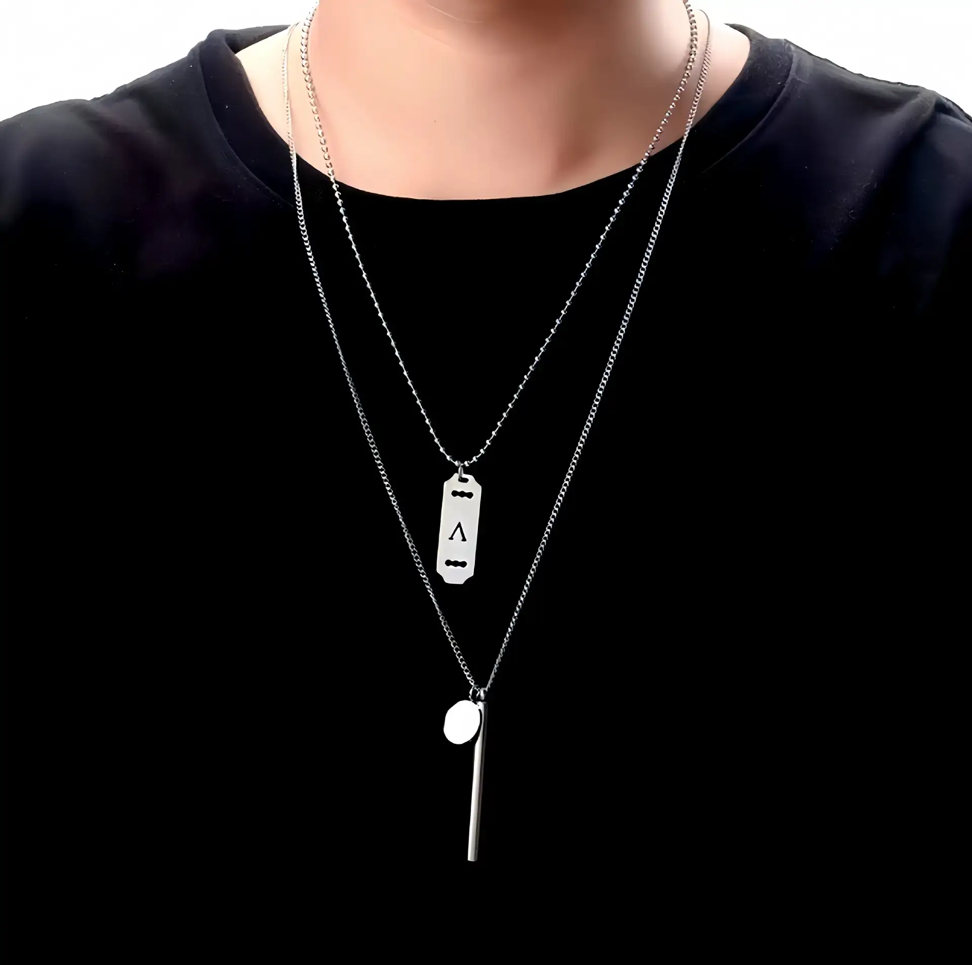 Titanium Steel Square Pendant Necklace for Men Women — feature 20