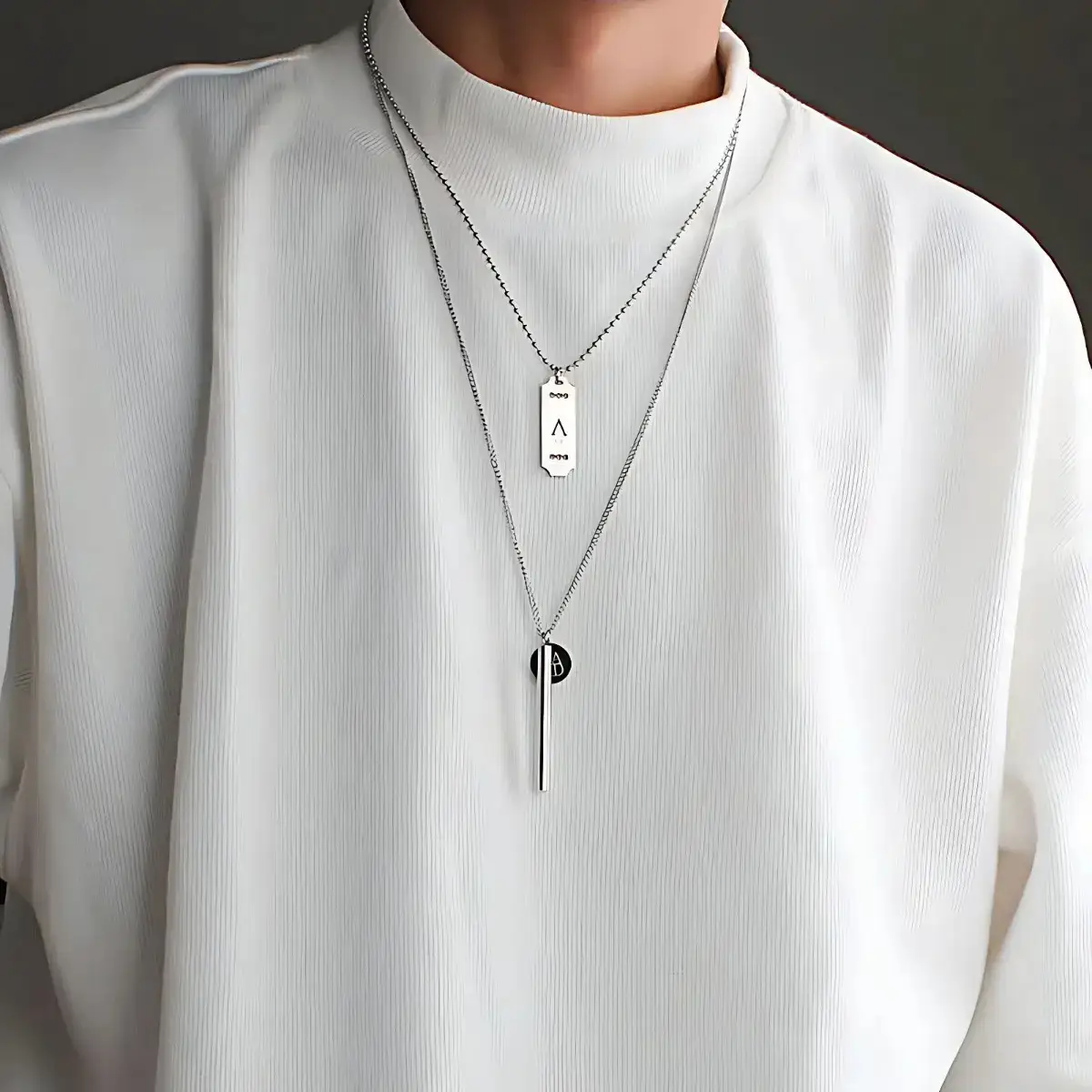 Titanium Steel Square Pendant Necklace for Men Women — feature 3
