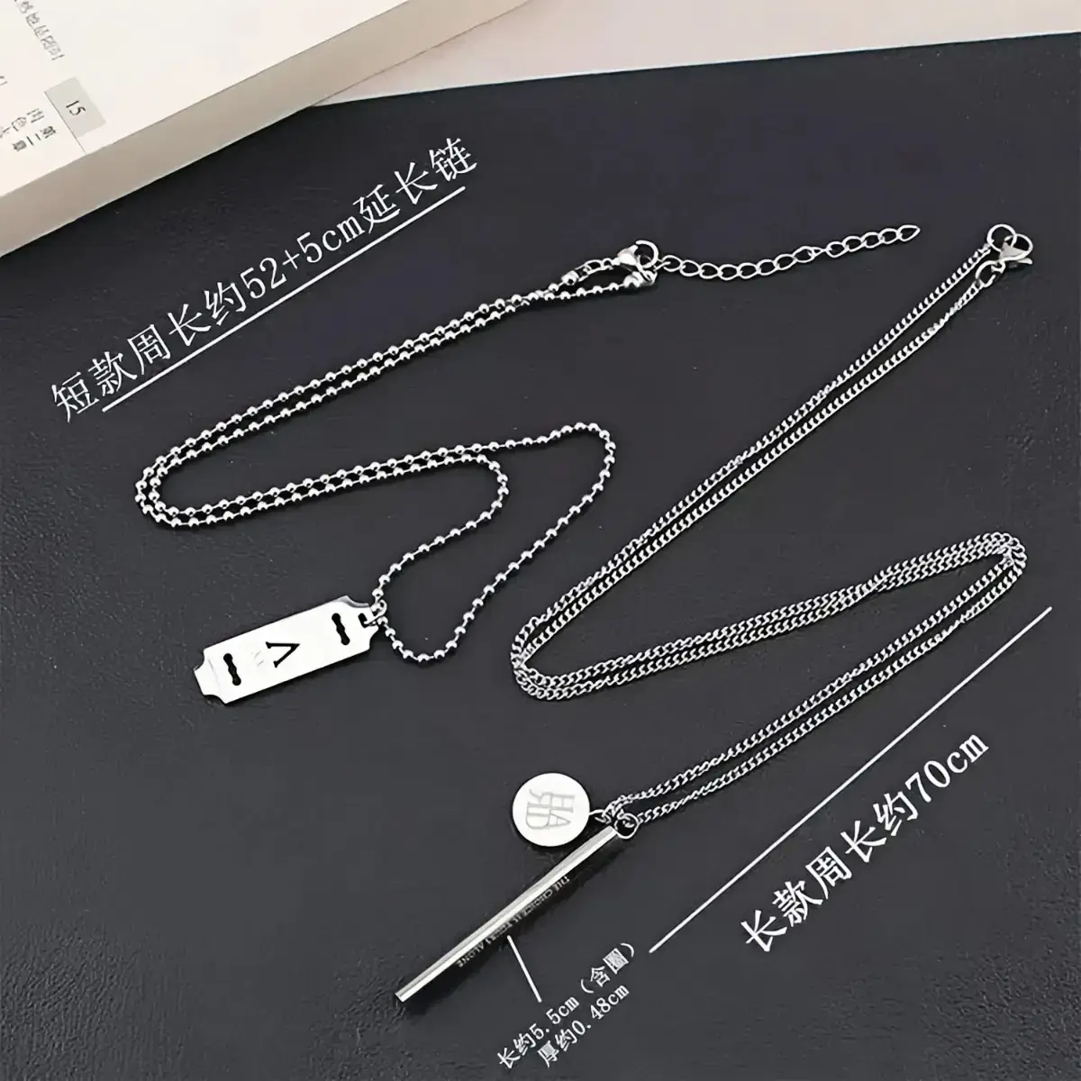 Titanium Steel Square Pendant Necklace for Men Women — feature 5