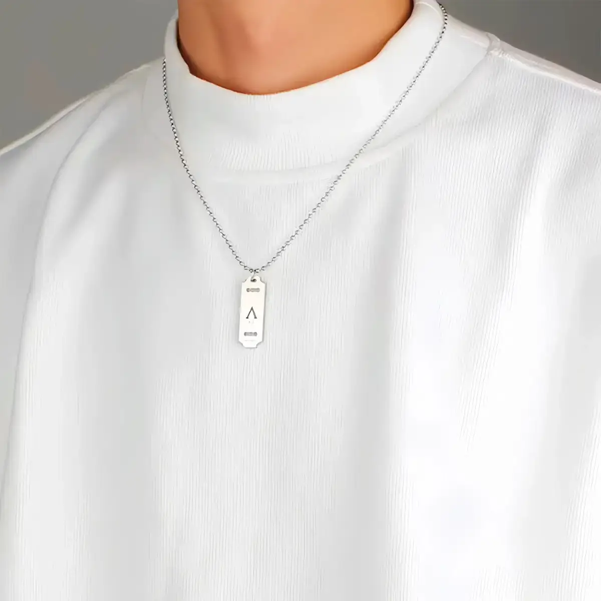 Titanium Steel Square Pendant Necklace for Men Women — feature 7