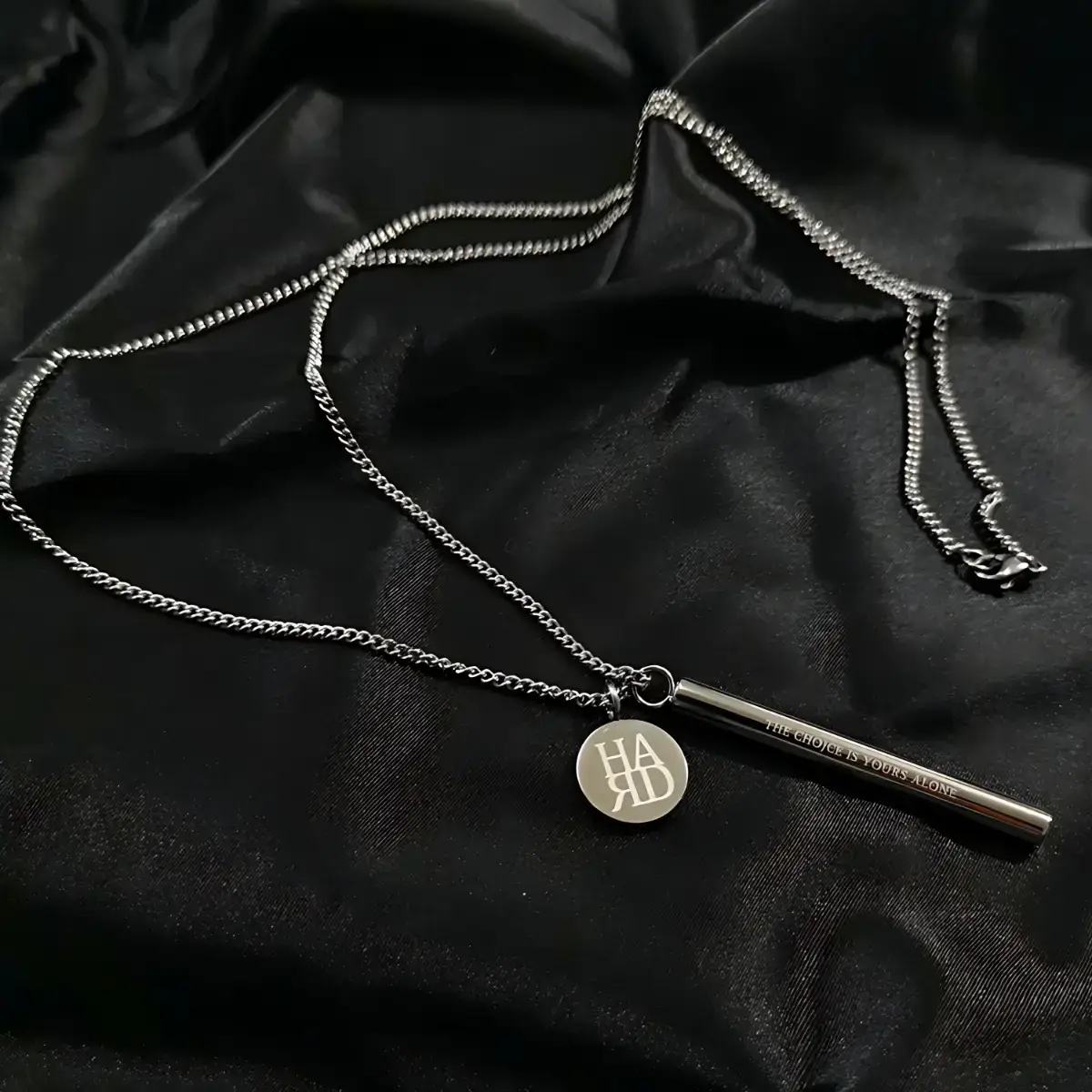 Titanium Steel Square Pendant Necklace for Men Women