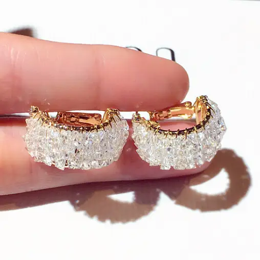 Super Flash Crystal Beads Pin Earrings for Women - Image 4