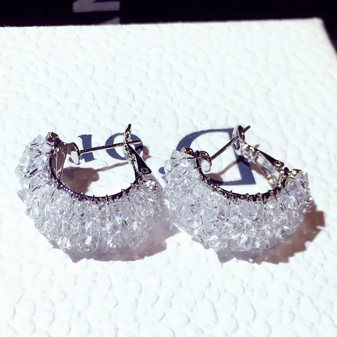 Super Flash Crystal Beads Pin Earrings for Women - Image 2