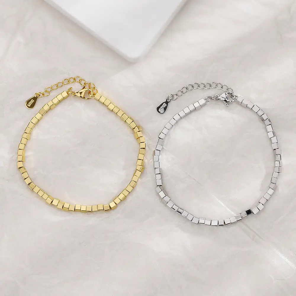 Broken Silver Square Tube Bracelet for Women
