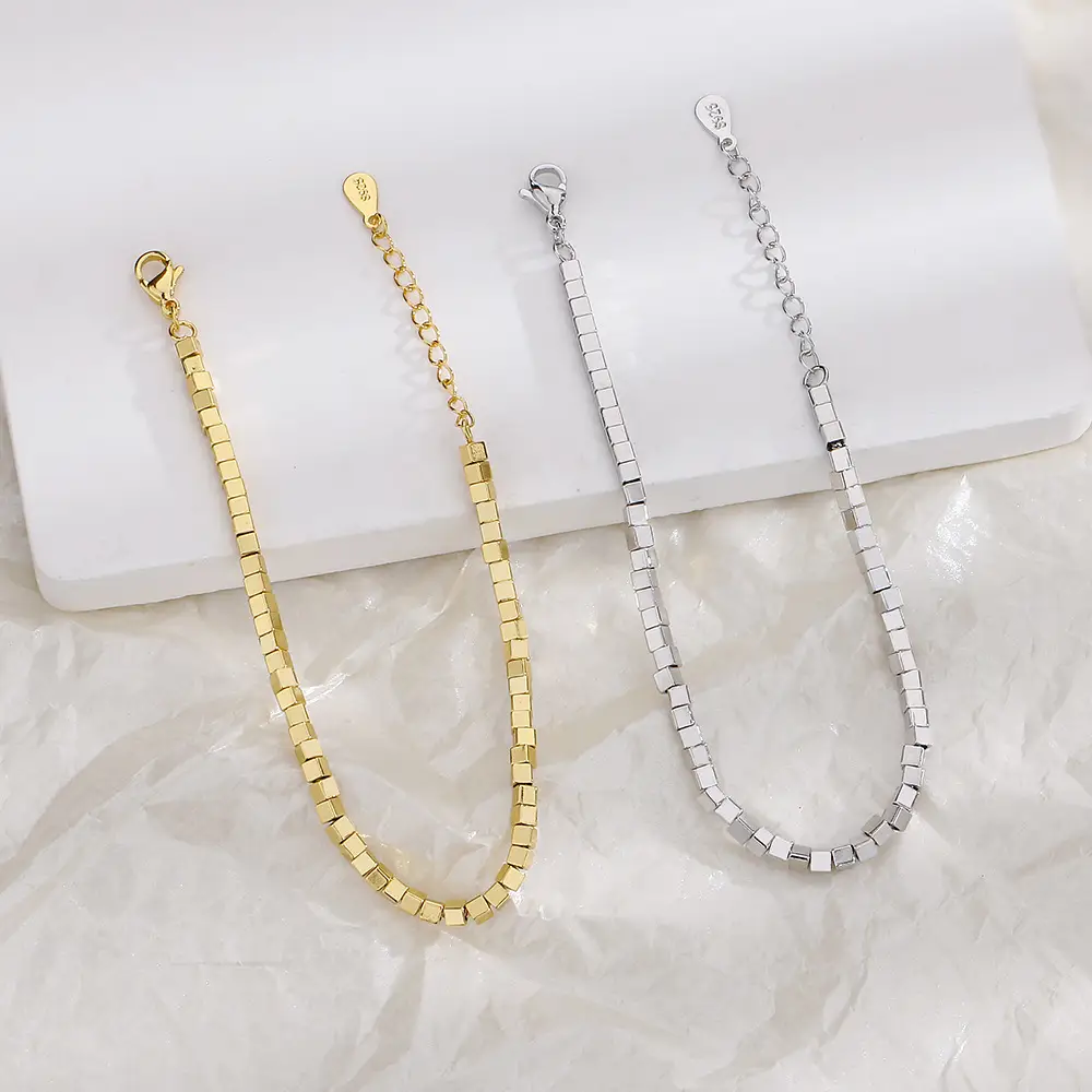 Broken Silver Square Tube Bracelet for Women