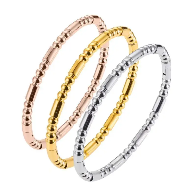Titanium Bracelet Gold Silver White Bamboo Design