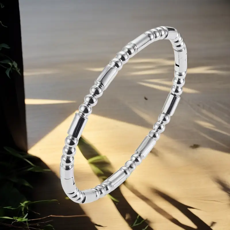 Titanium Bracelet Gold Silver White Bamboo Design