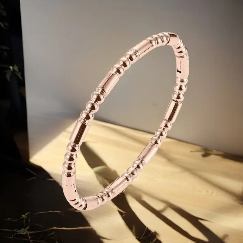 Titanium Bracelet Gold Silver White Bamboo Design