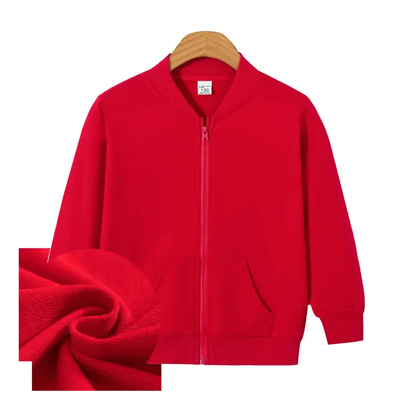 Red Full-Zip Hoodie for Boys Girls Spring Autumn - Image 7