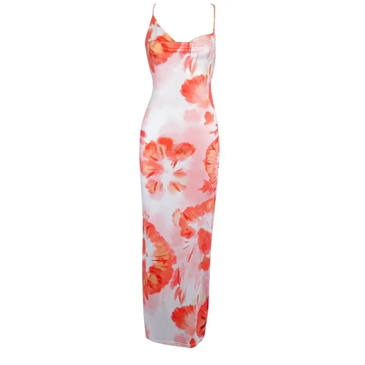 Tie-Dye Printed Sling Dress with Cross Strap - Image 5