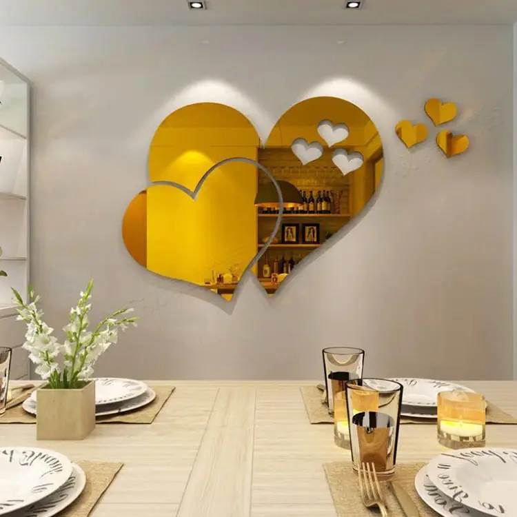Heart-Shaped Acrylic Wall Stickers for Home Decor