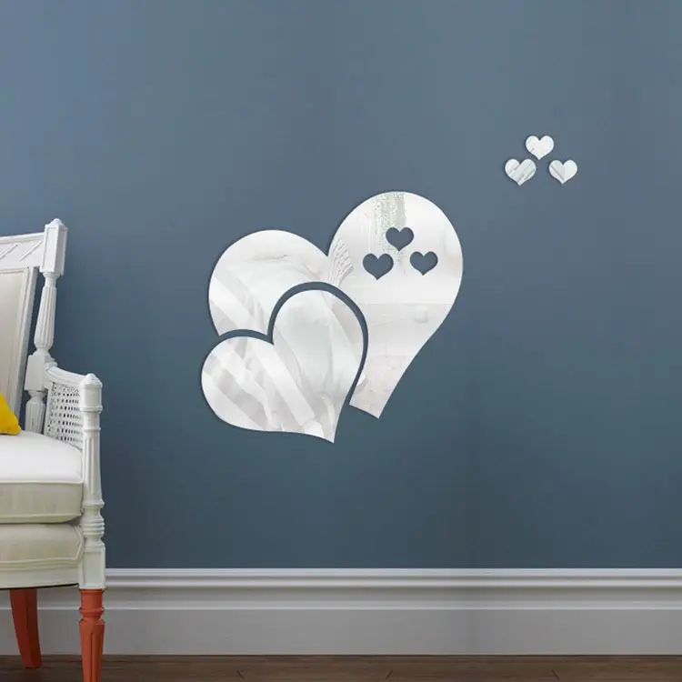 Heart-Shaped Acrylic Wall Stickers for Home Decor