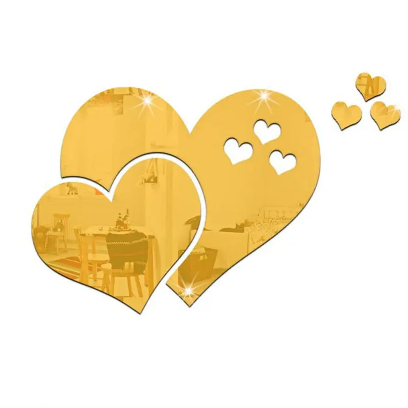 Heart-Shaped Acrylic Wall Stickers for Home Decor
