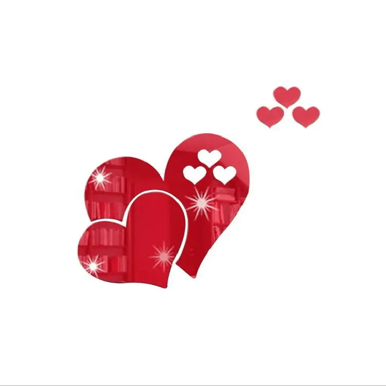 Heart-Shaped Acrylic Wall Stickers for Home Decor