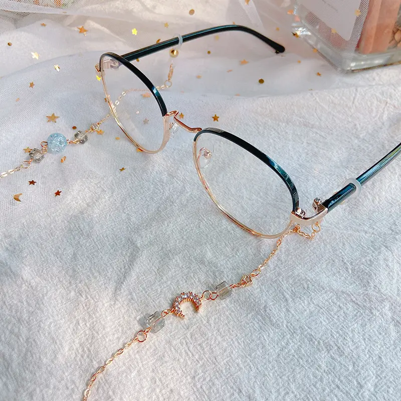 Golden Rhinestone Moon Glasses Chain for Women - Image 3
