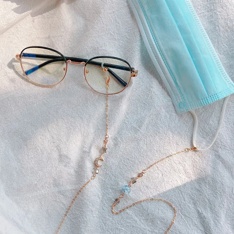 Golden Rhinestone Moon Glasses Chain for Women - Image 4