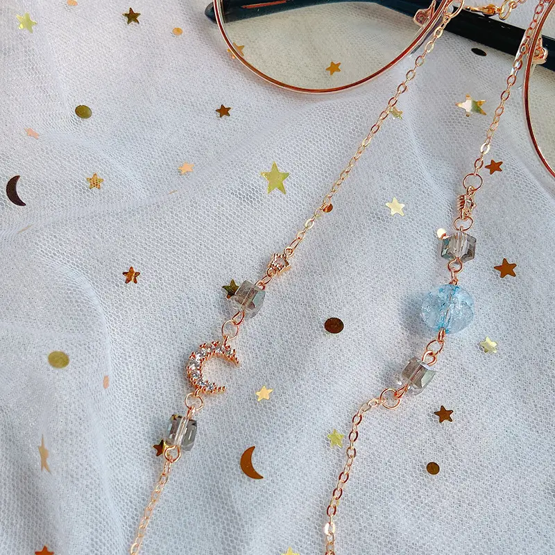Golden Rhinestone Moon Glasses Chain for Women - Image 5