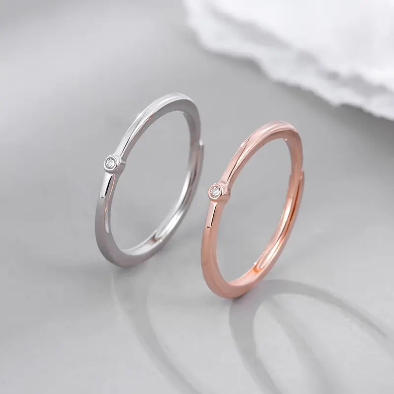 S925 Sterling Silver & Rose Gold Open Engraving Rings - Image 4