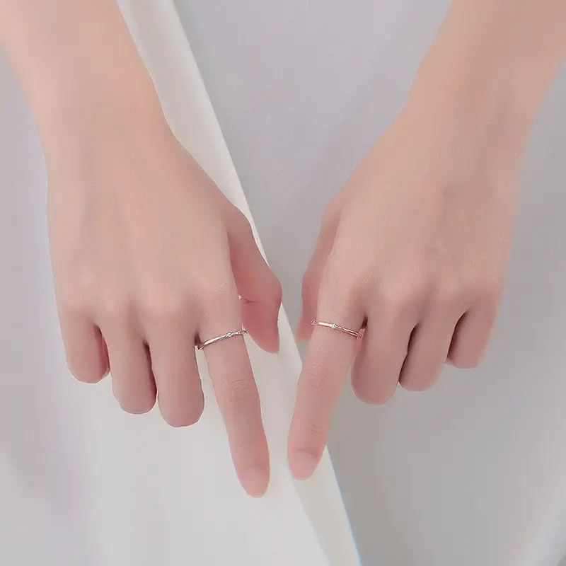 S925 Sterling Silver & Rose Gold Open Engraving Rings - Image 6