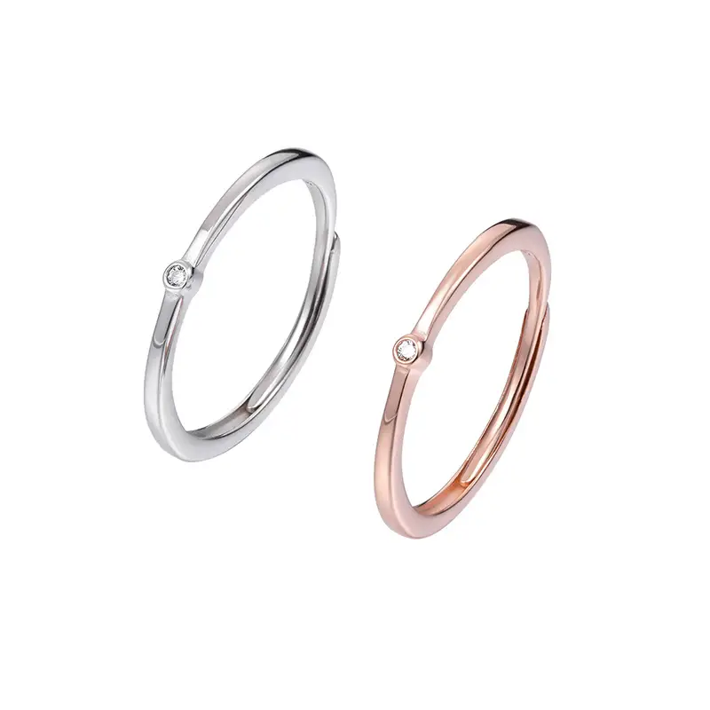 S925 Sterling Silver & Rose Gold Open Engraving Rings - Image 7