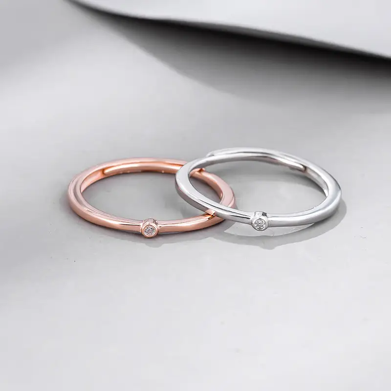 S925 Sterling Silver & Rose Gold Open Engraving Rings - Image 2
