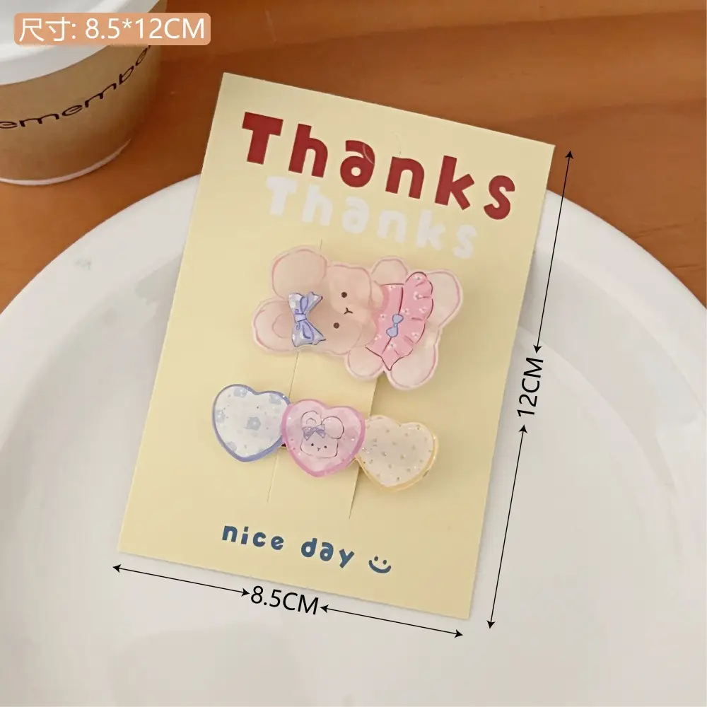 Cute Bear Acrylic Hairpin for Girls Heart Design - Image 7