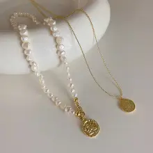 Natural Pearl Necklace with Gold Ball Clavicle for Women — feature 11