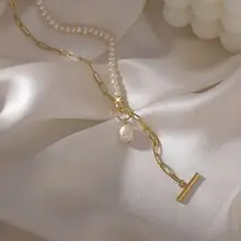 Natural Pearl Necklace with Gold Ball Clavicle for Women — feature 13