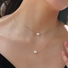 Natural Pearl Necklace with Gold Ball Clavicle for Women — feature 19