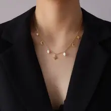Natural Pearl Necklace with Gold Ball Clavicle for Women — feature 27